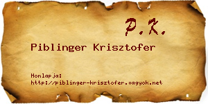 Piblinger Krisztofer névjegykártya